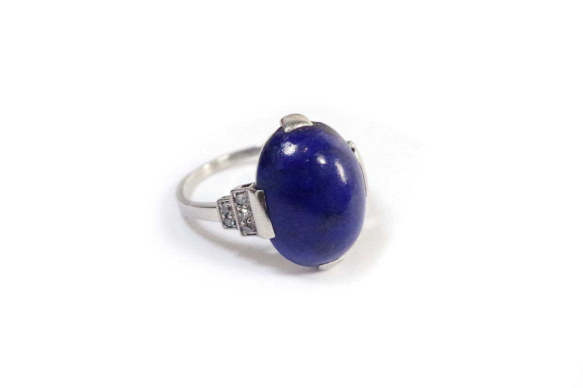 Bague Ancienne En Argent Avec Lapis-lazuli – Poids 16 Grammes – Bijou Vintage T58