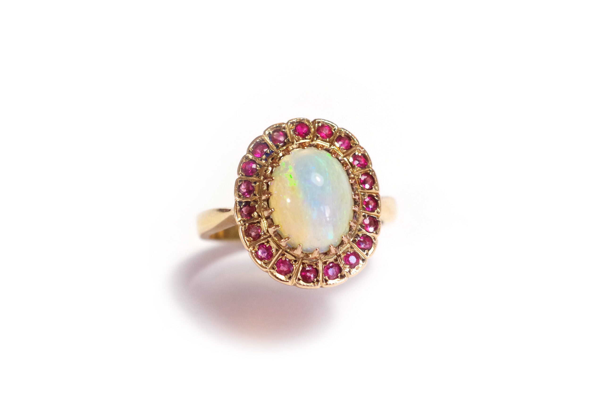 bague d'occasion opale cabochon et grenats