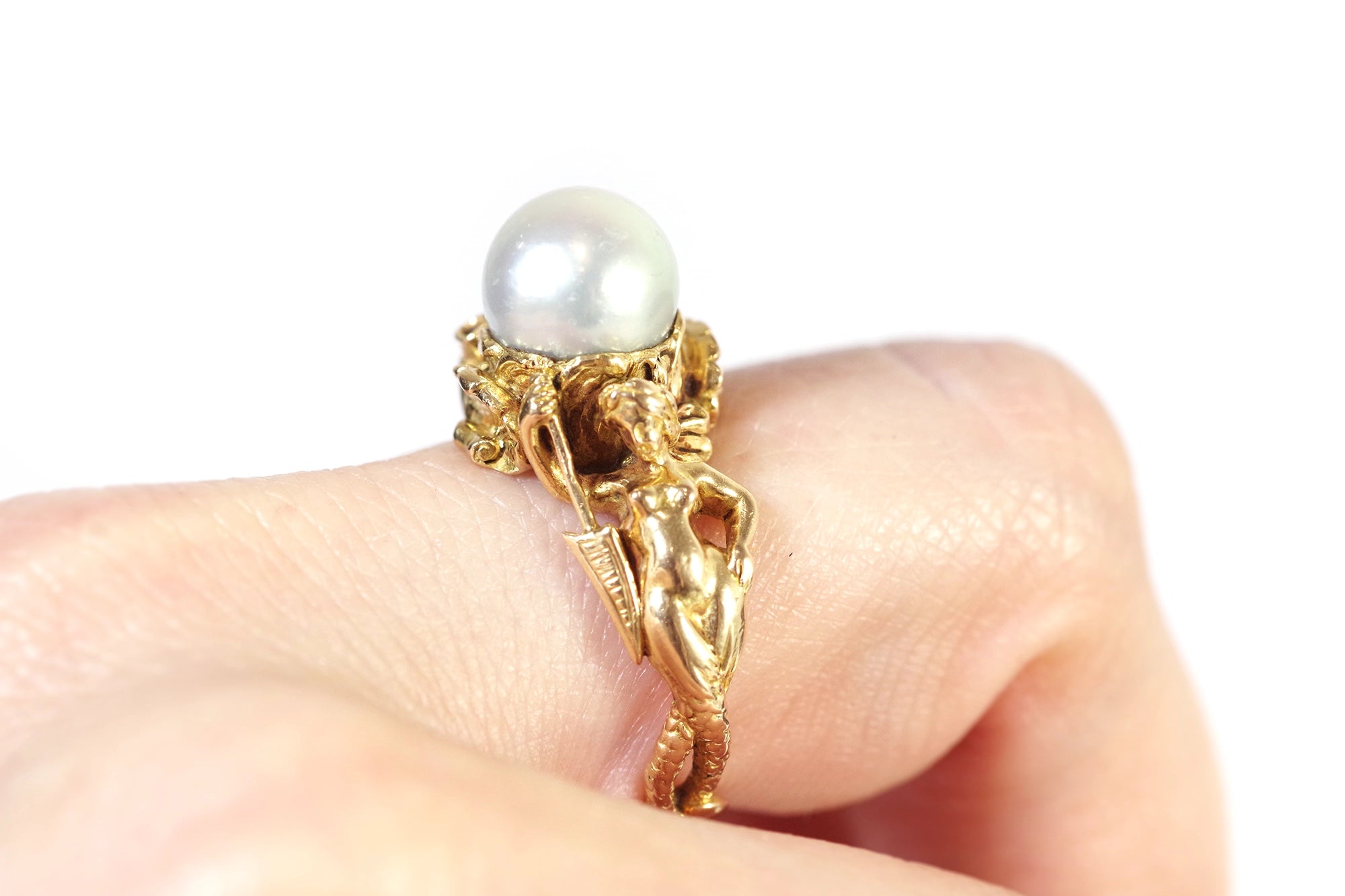 Gold art nouveau mermaid ring