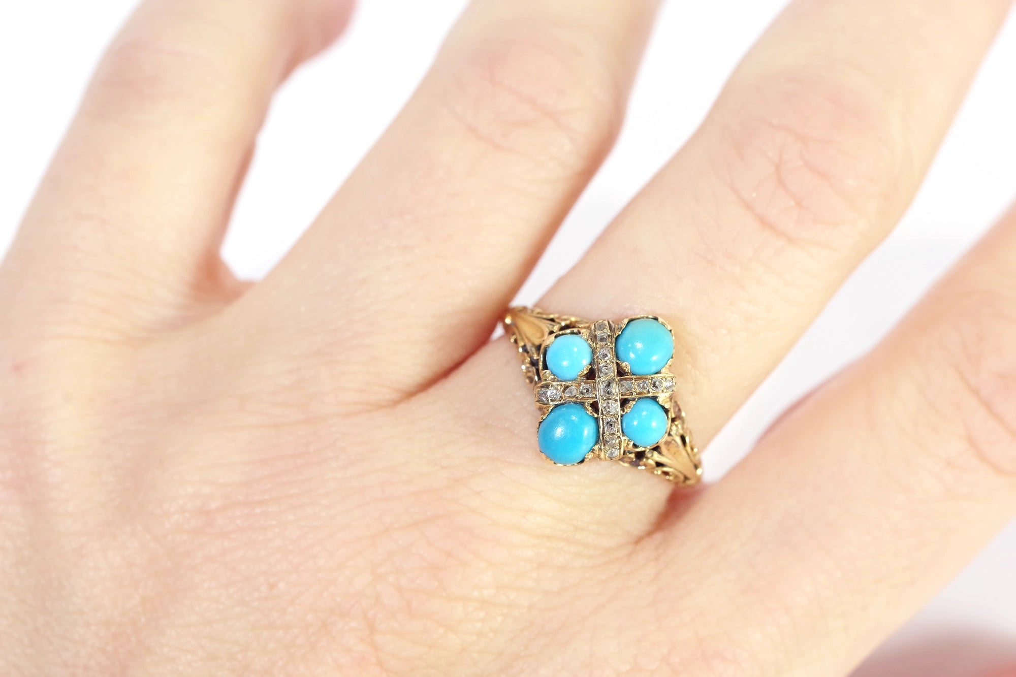 turquoise diamond ring in gold