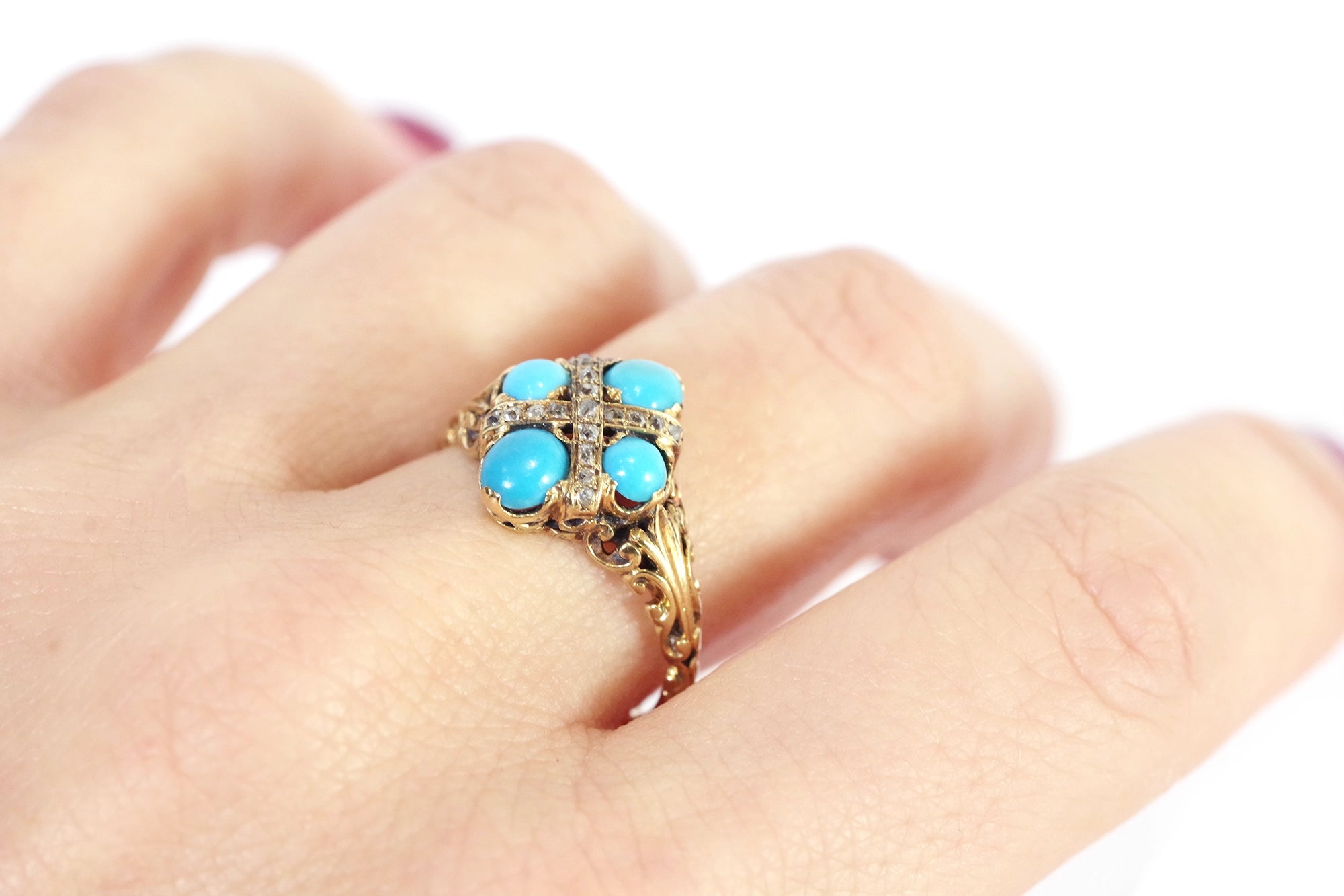 Antique turquoise diamond ring