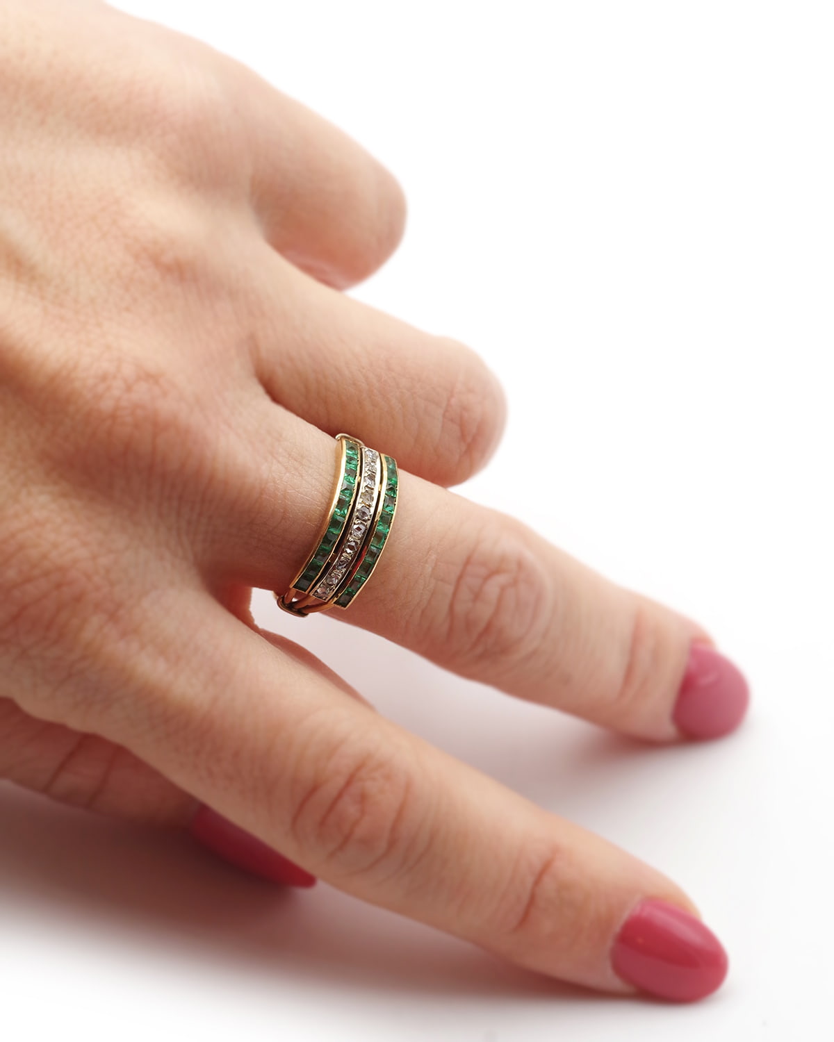 Square cut emerald ring
