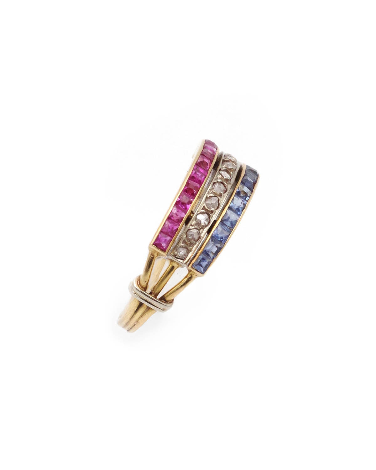 bague art deco rubis saphir et diamants