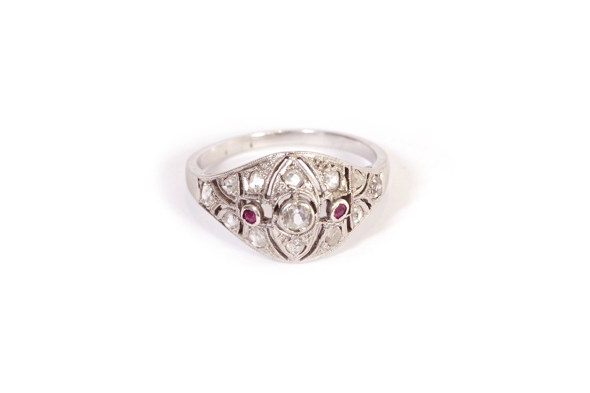 Art deco diamond ruby ring