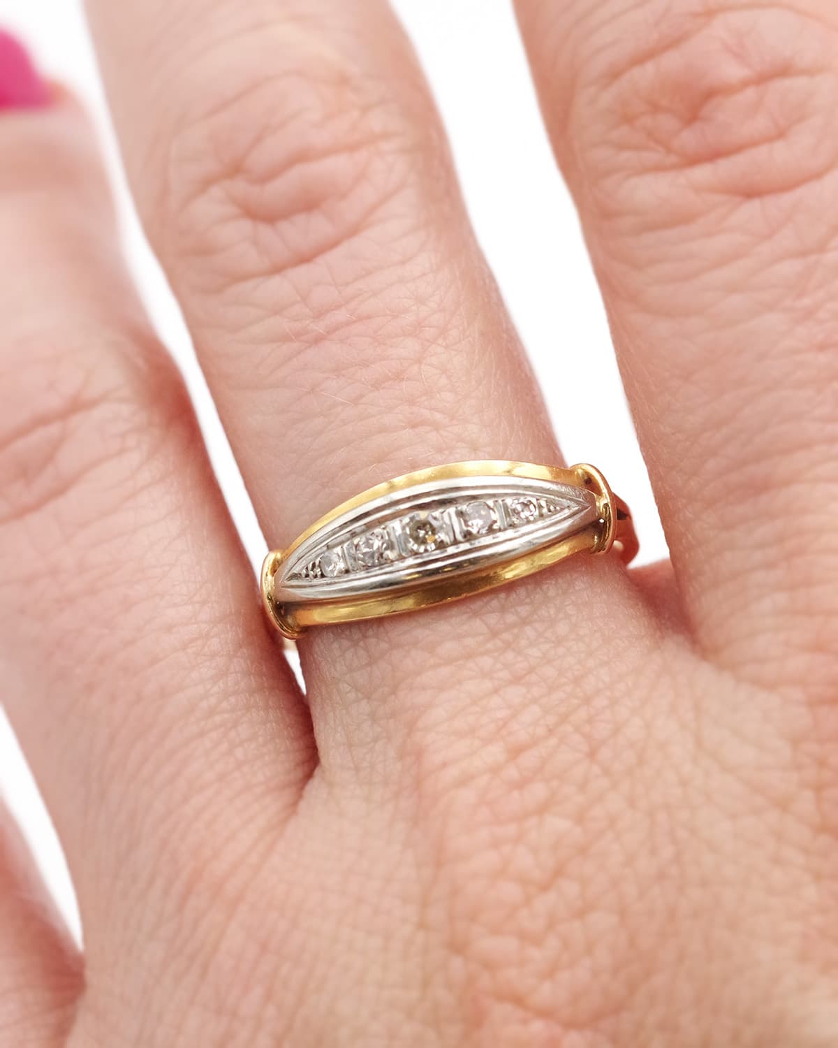 bague ligne diamants en or