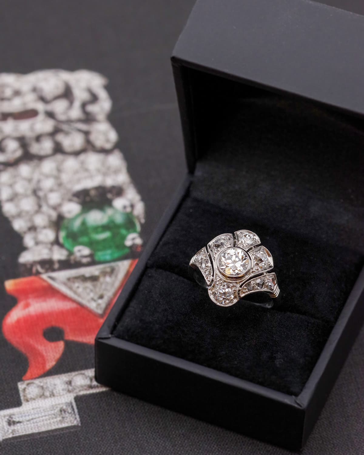 bague art deco platine en or