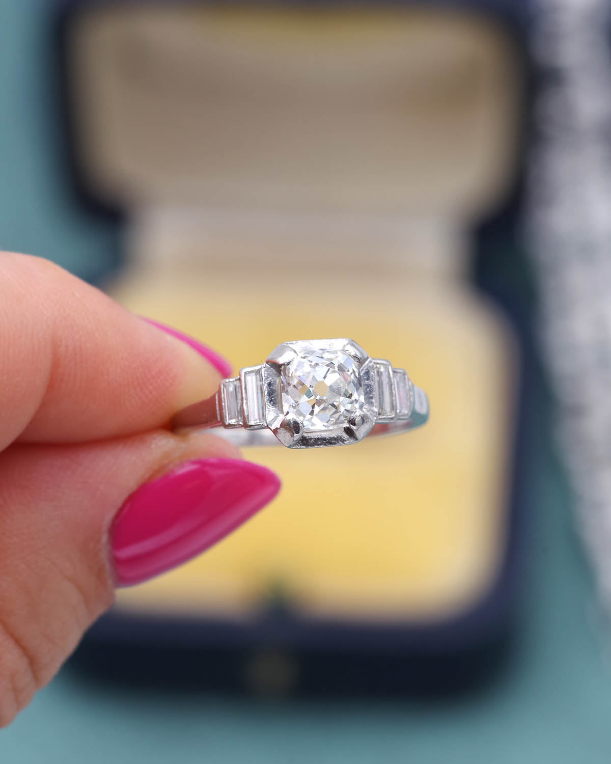 Art deco diamond step ring