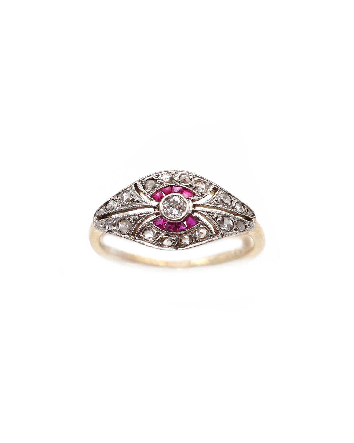 bague art deco diamant rubis 