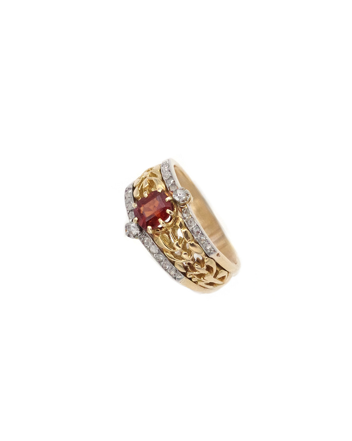 Art nouveau gold and platinum ring