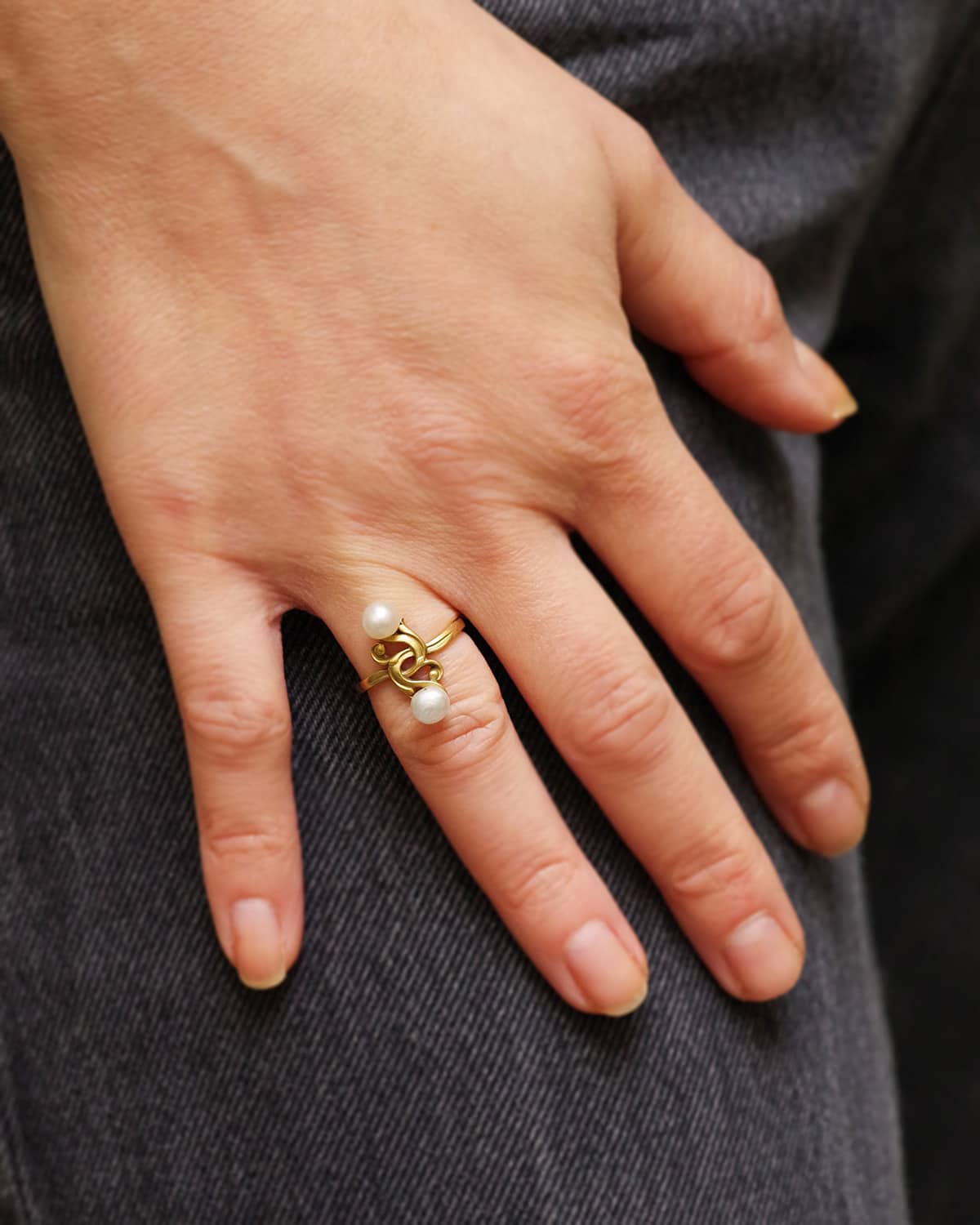 Art nouveau pearl ring
