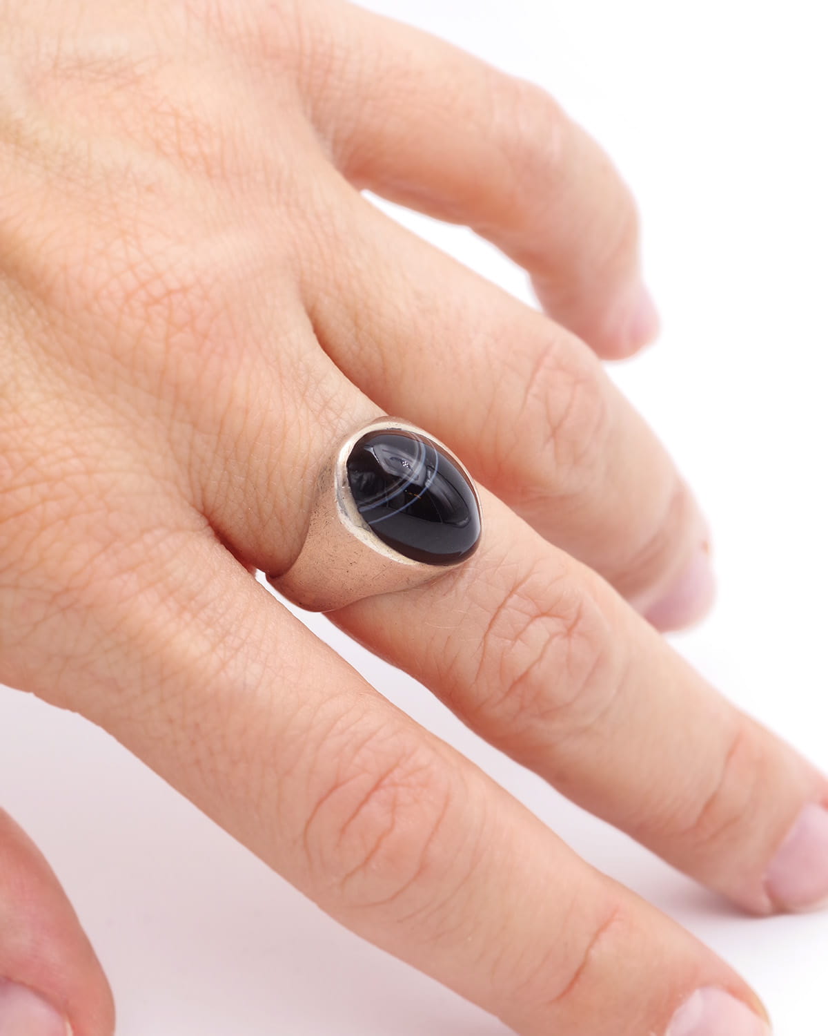 bague homme agate noire onyx