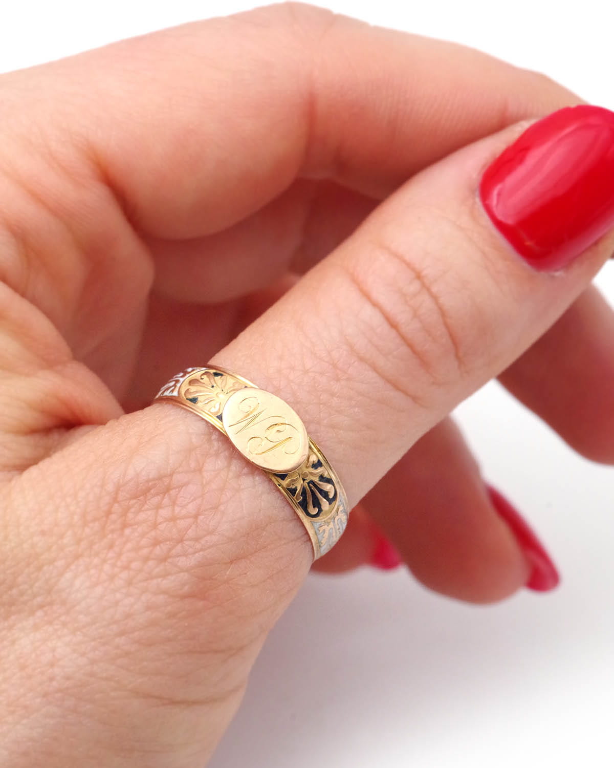 Victorian enamel signet ring