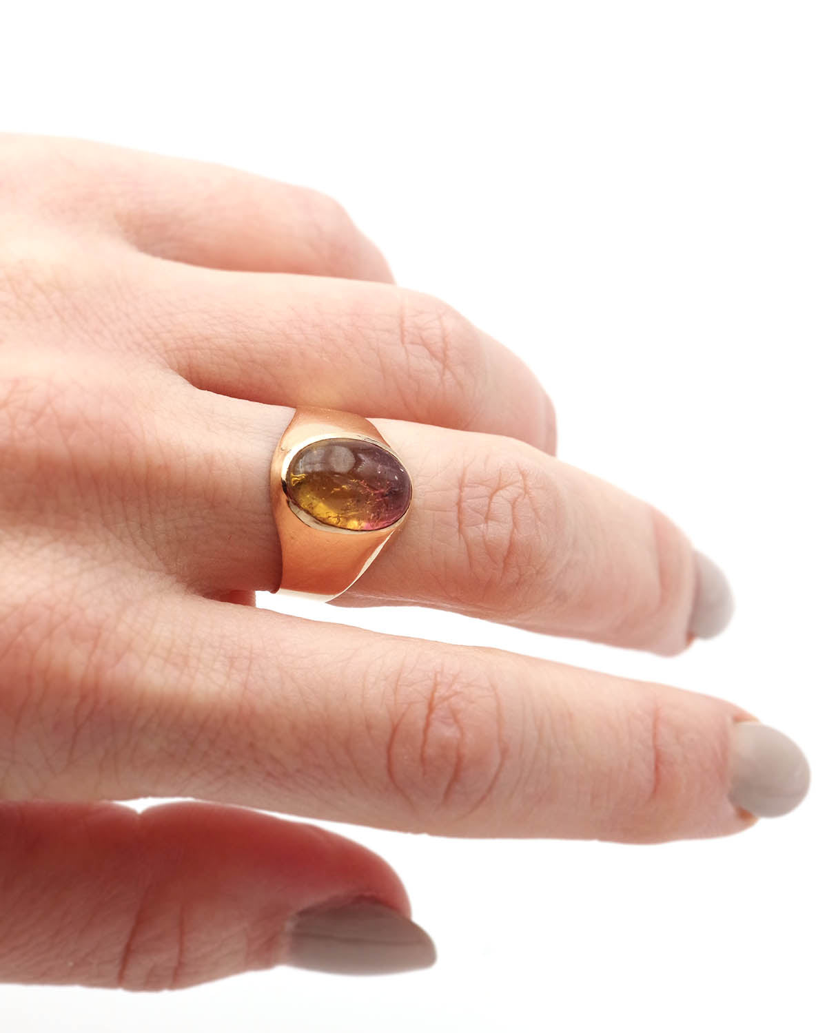 Orange tourmaline gold ring