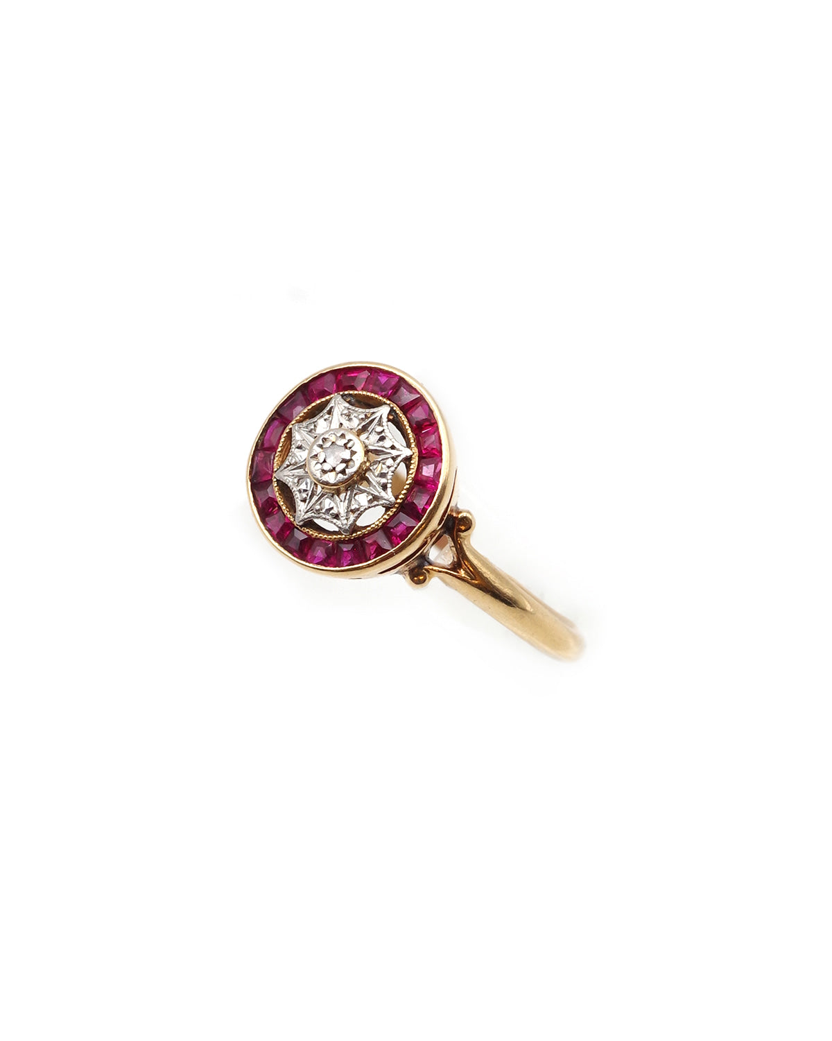 Art deco ruby diamond ring