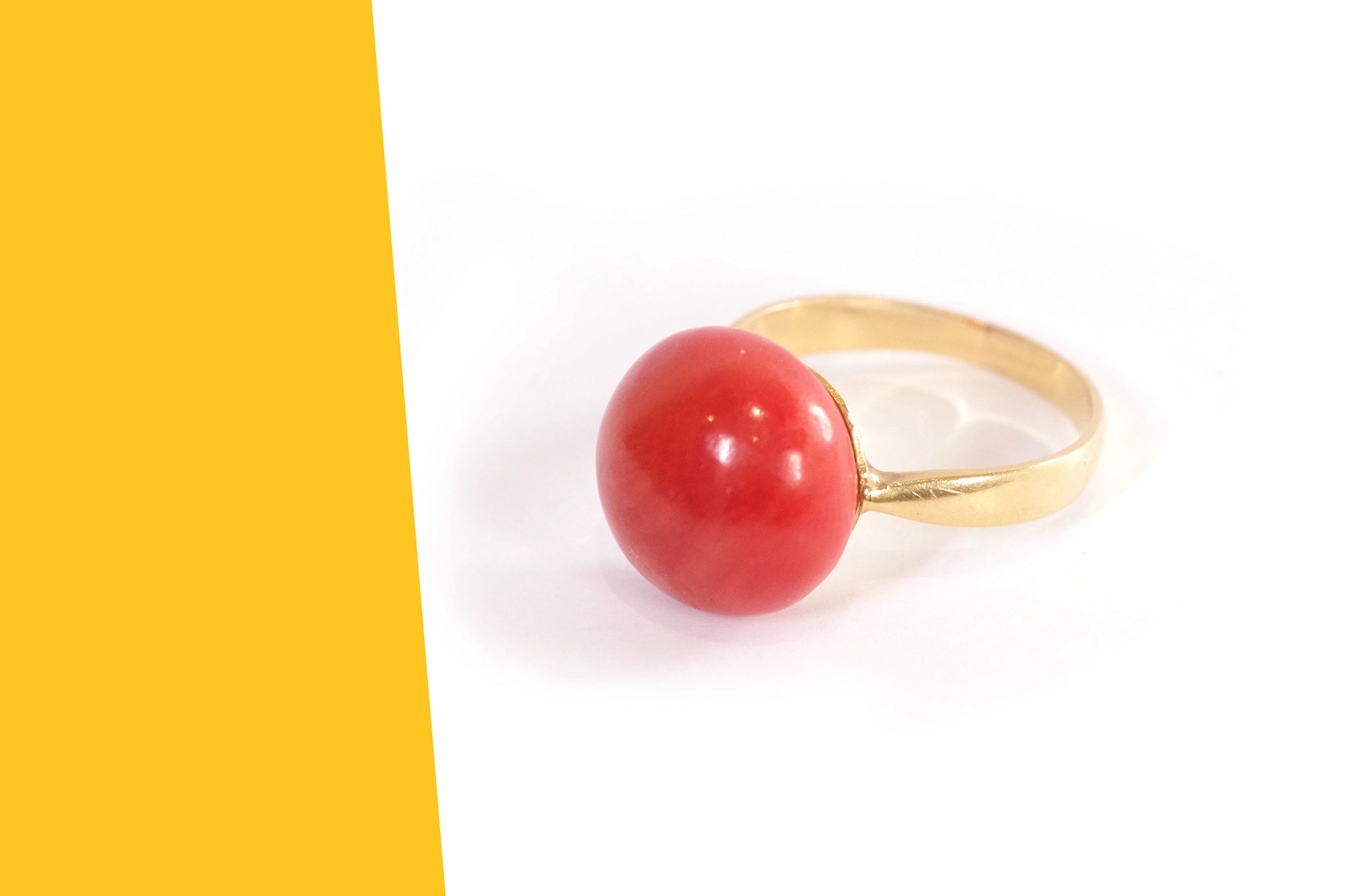 orange coral ring in gold