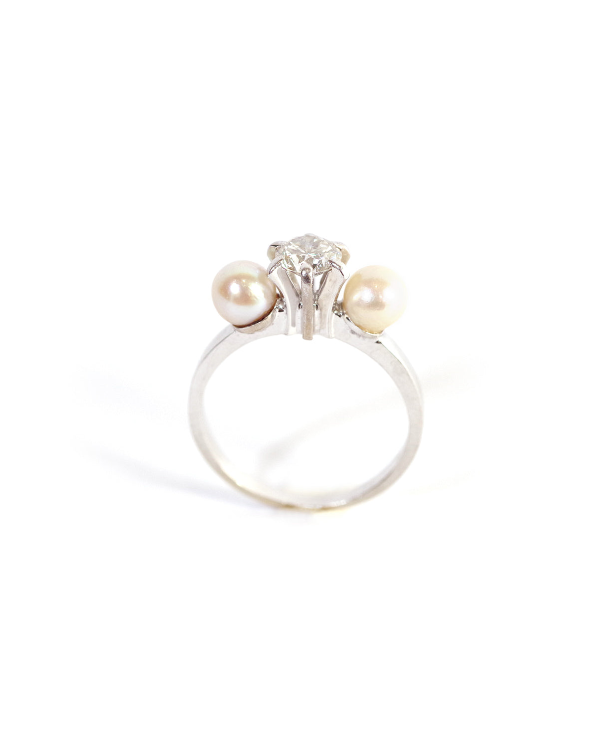 Bague trilogie diamant perles