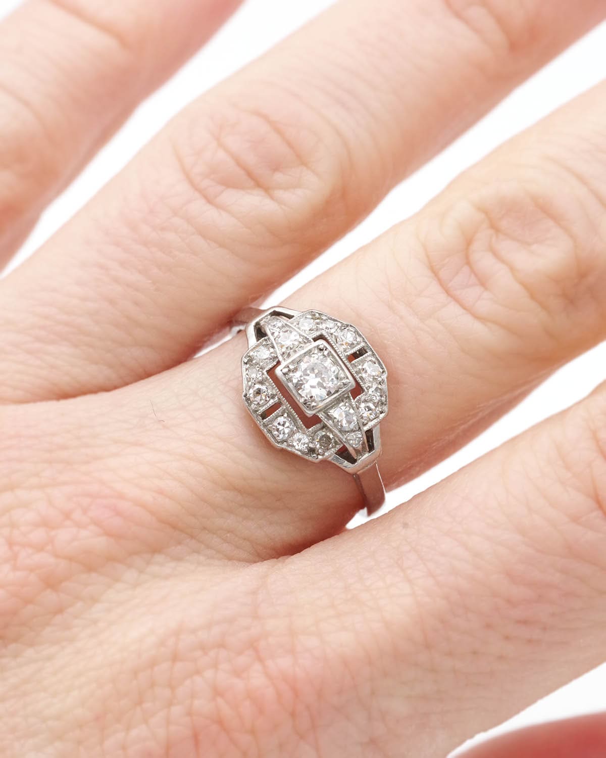 Art deco platinum wedding ring