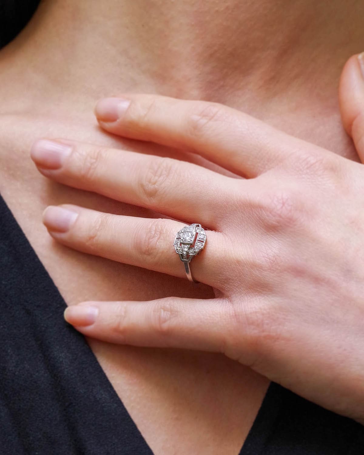 Art deco diamond wedding ring