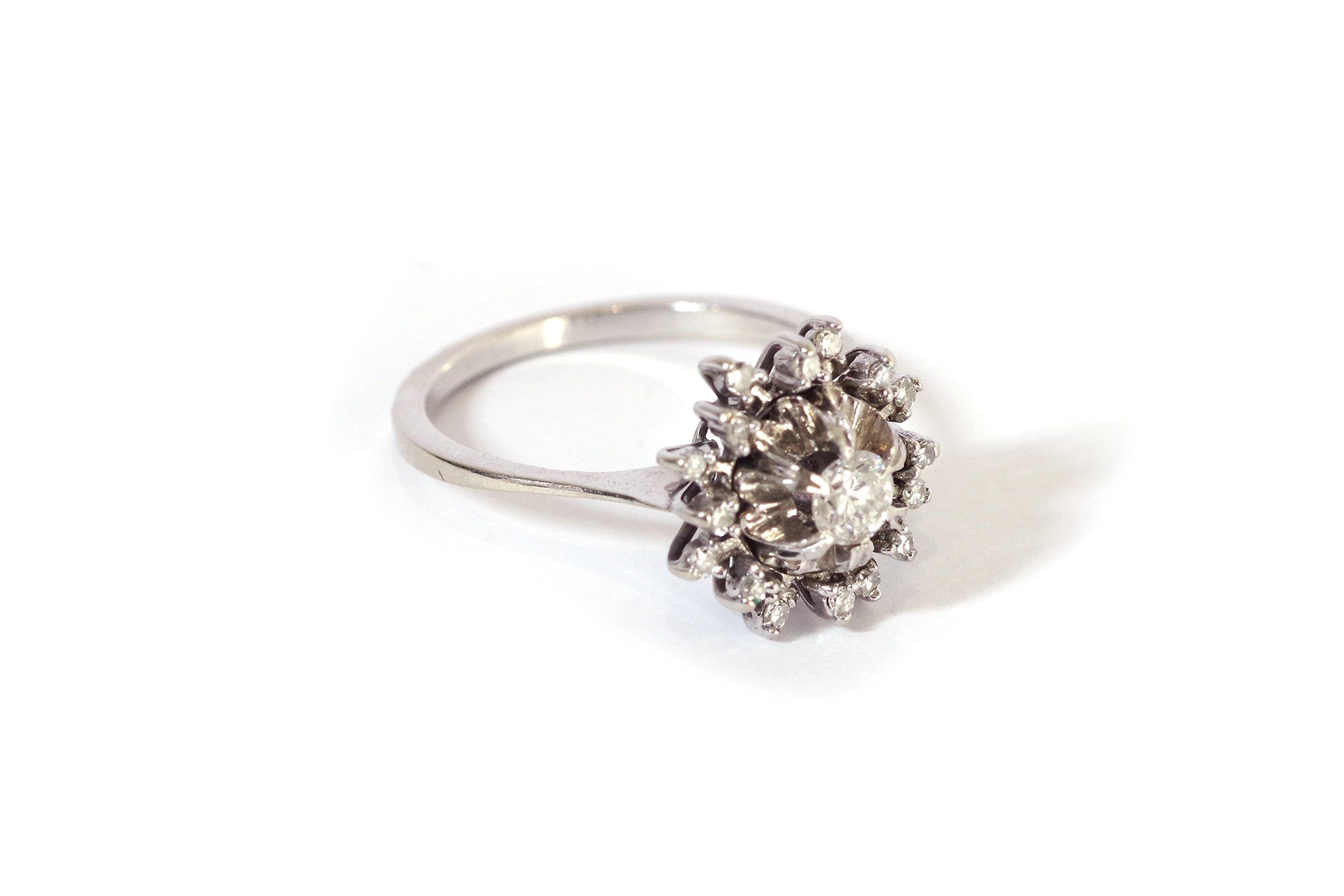 white gold cluster ring