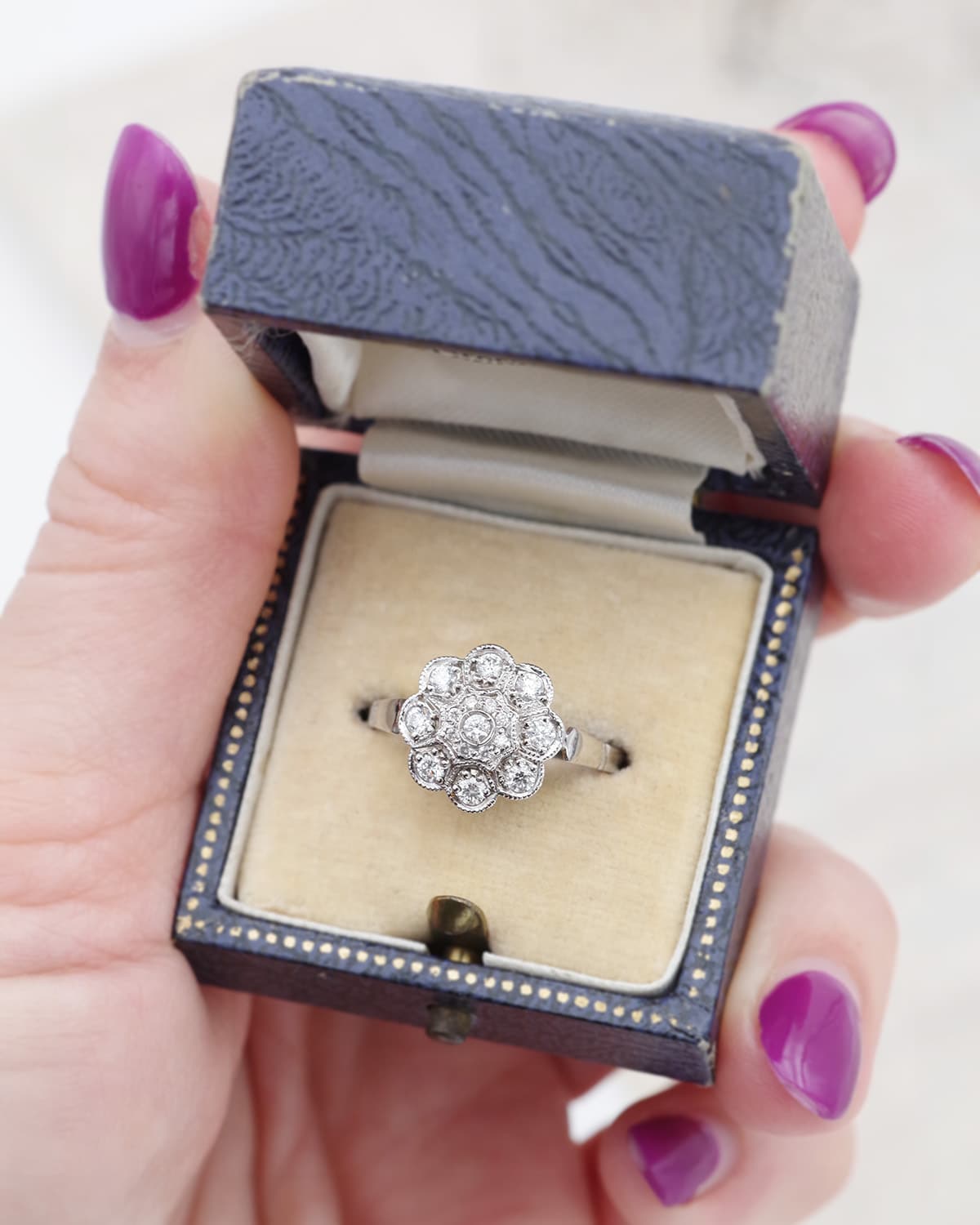 bague diamant fleur en or 