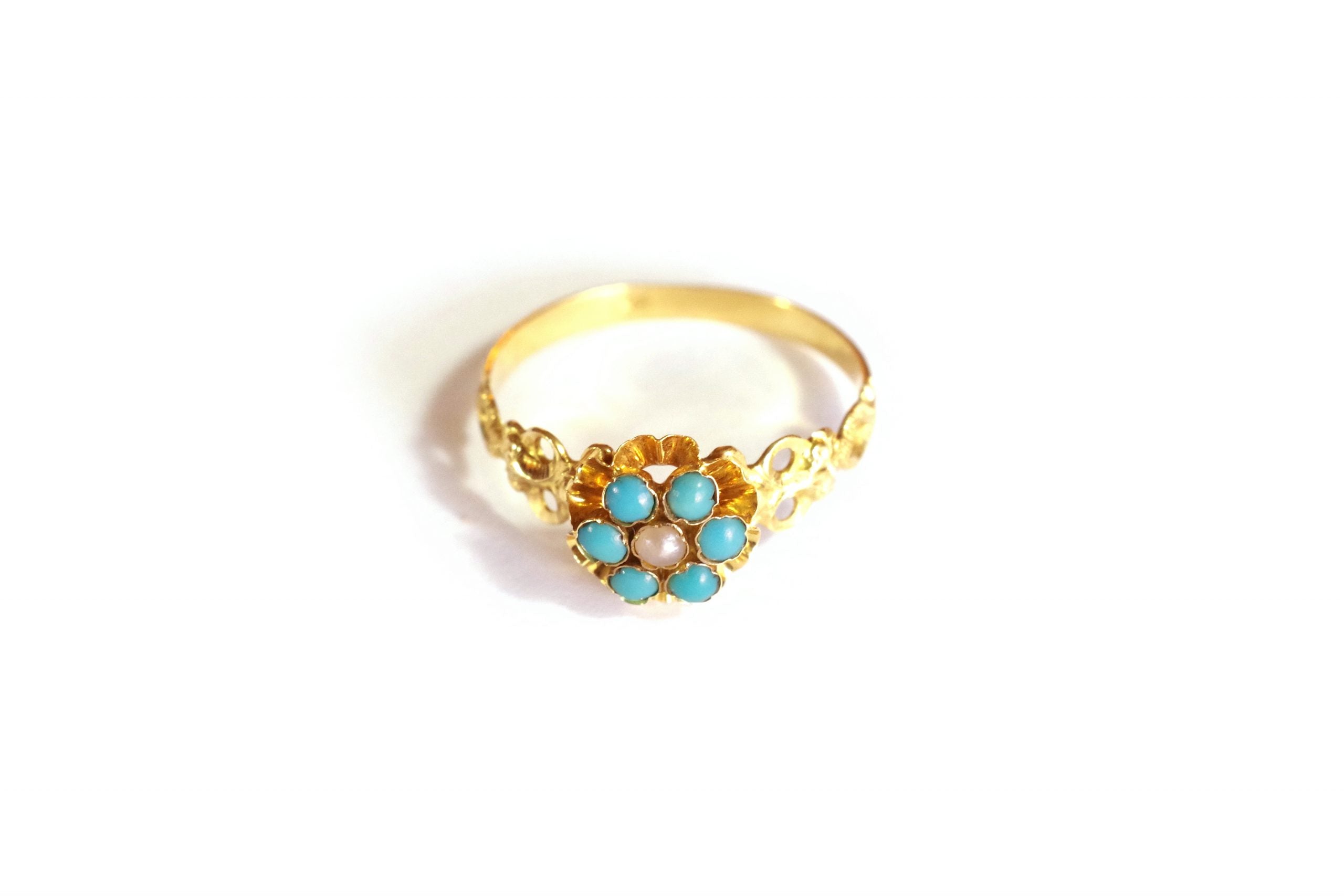 bague fleur turquoises