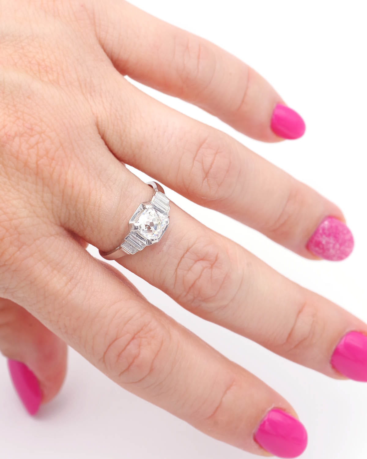 Art deco diamond step ring