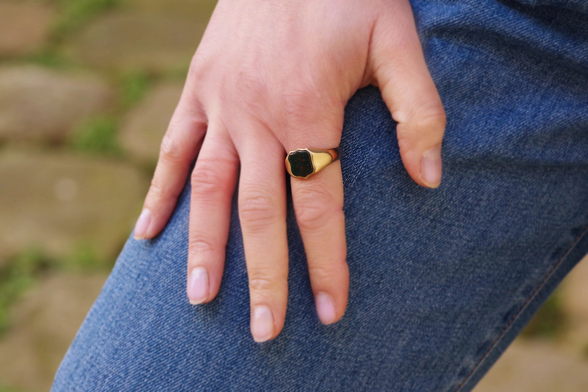 Bloodstone signet ring for men