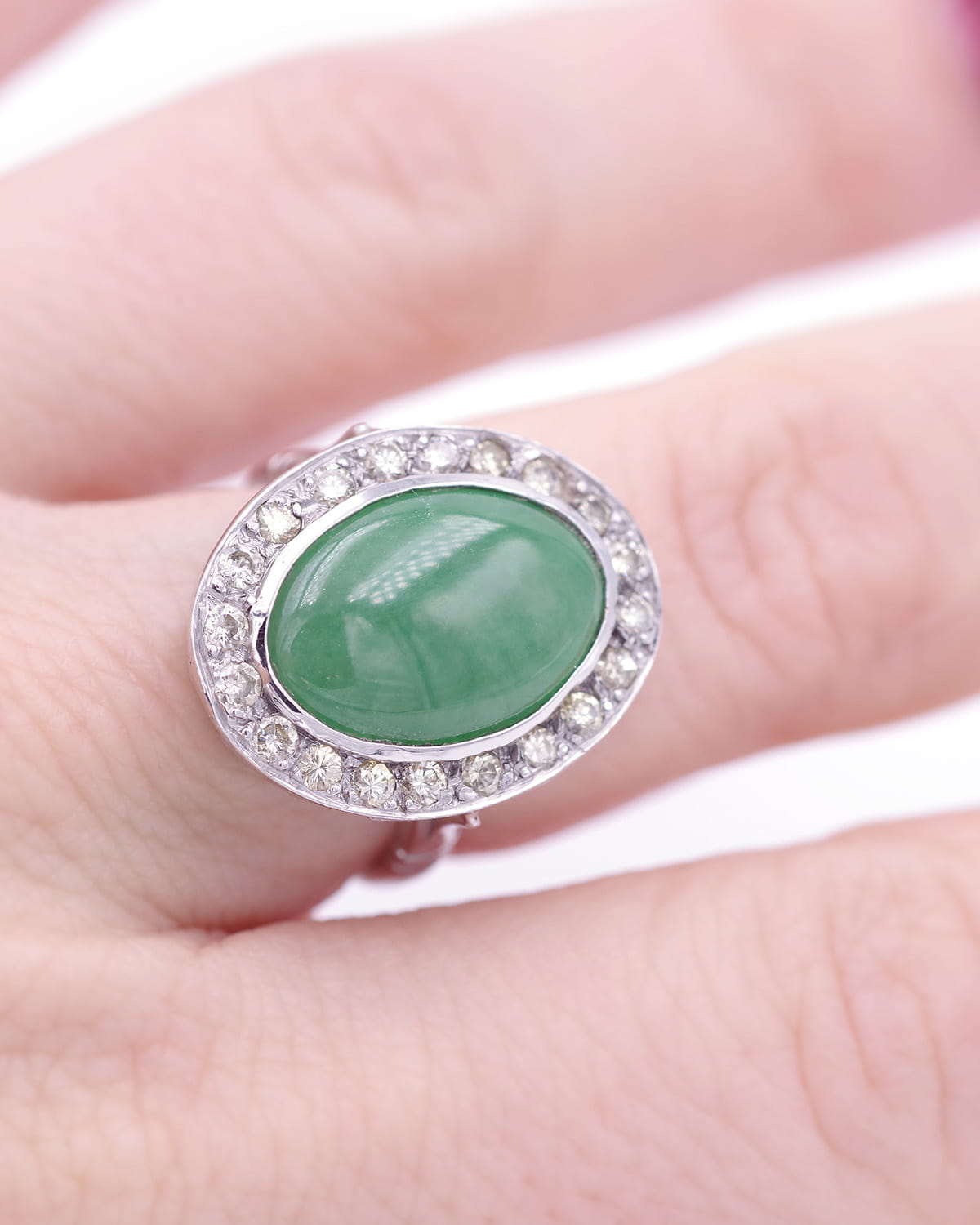 antique cluster jade ring