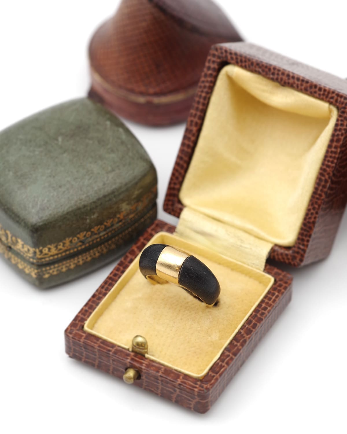 Wood and gold bangle ring
