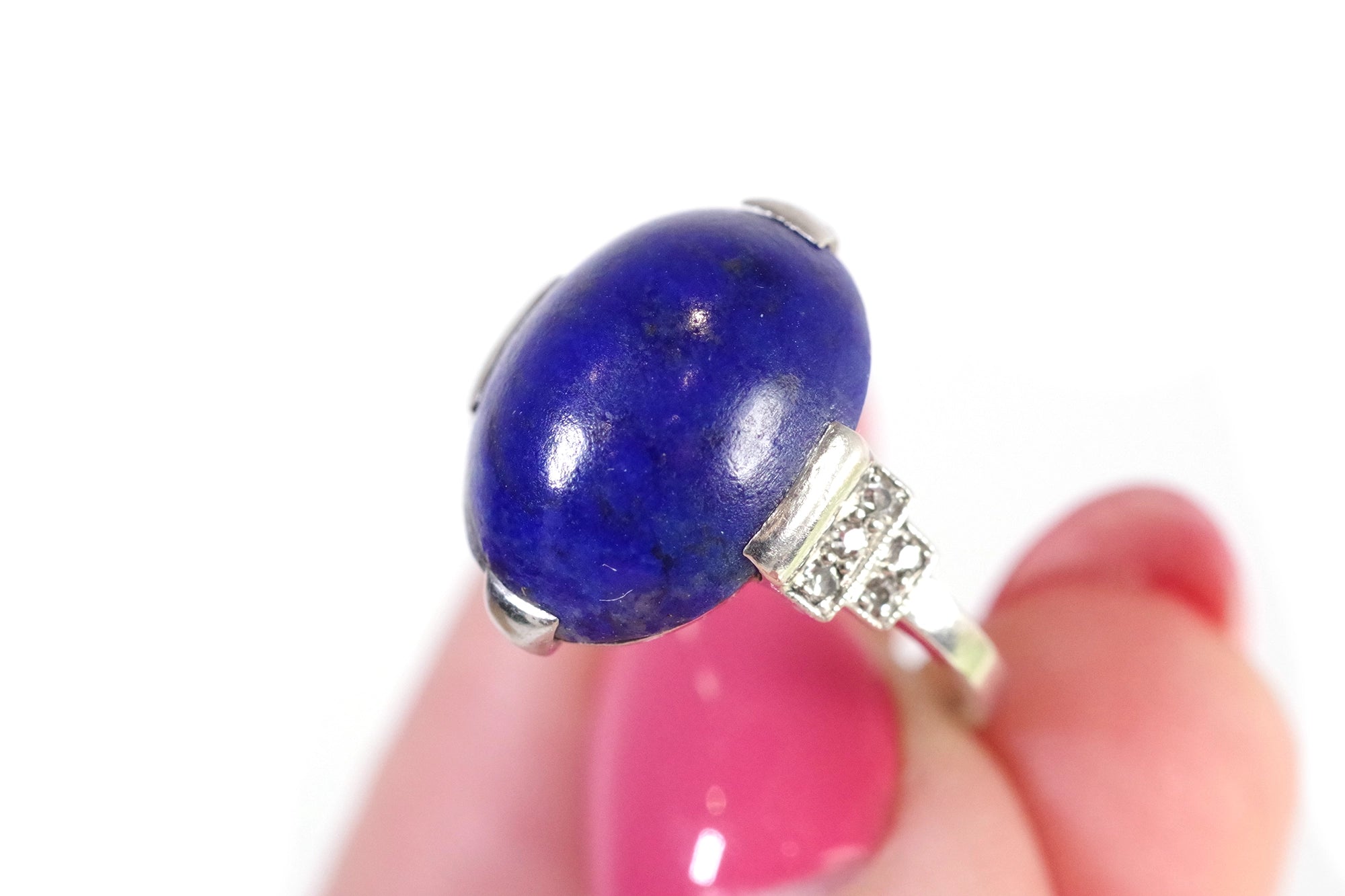 diamond lapis lazuli platinum ring