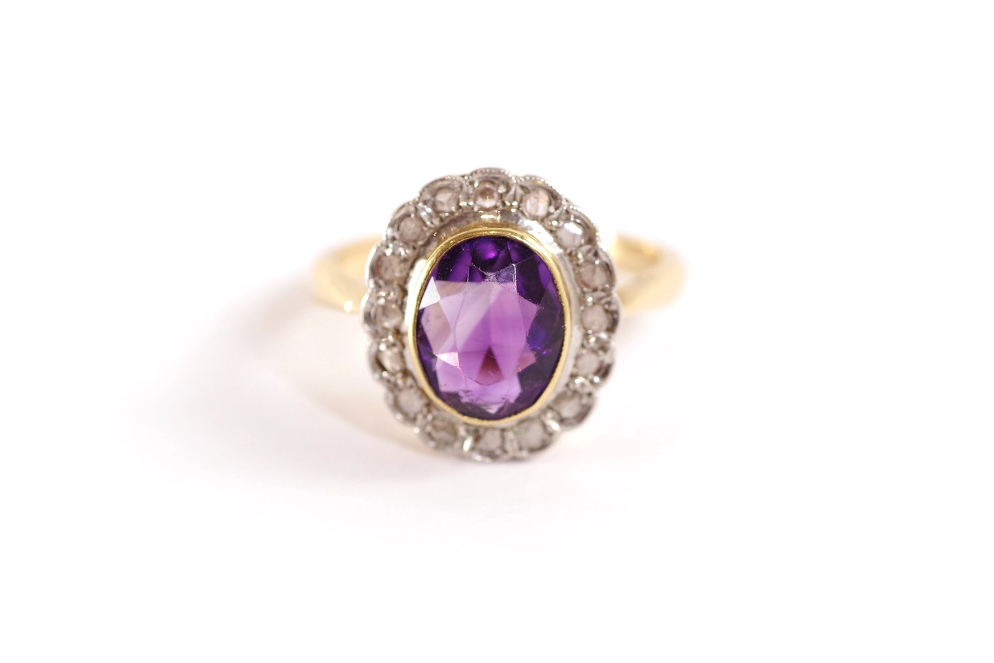 Amethyst diamond wedding ring