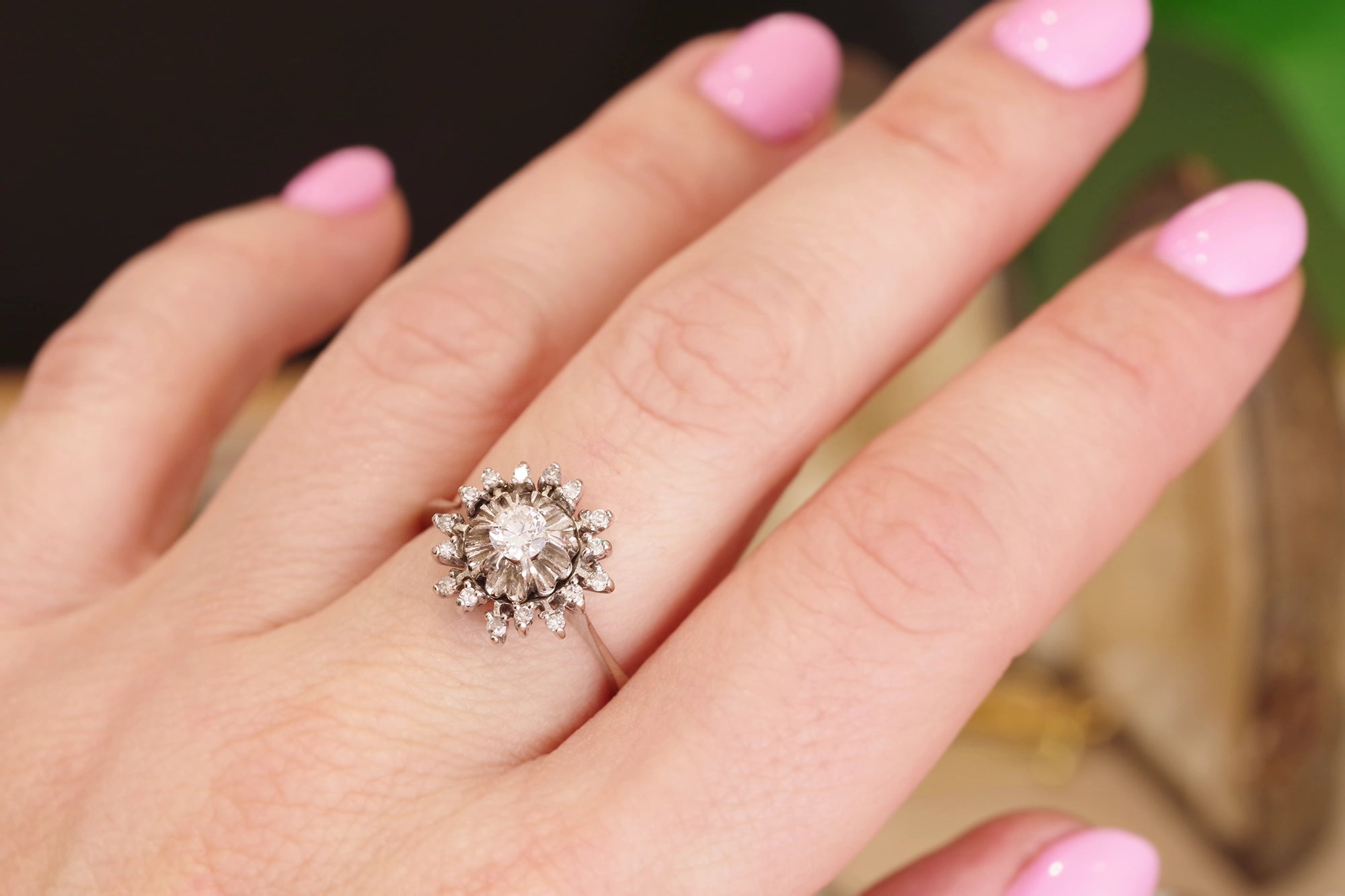 diamond cluster ring in gold