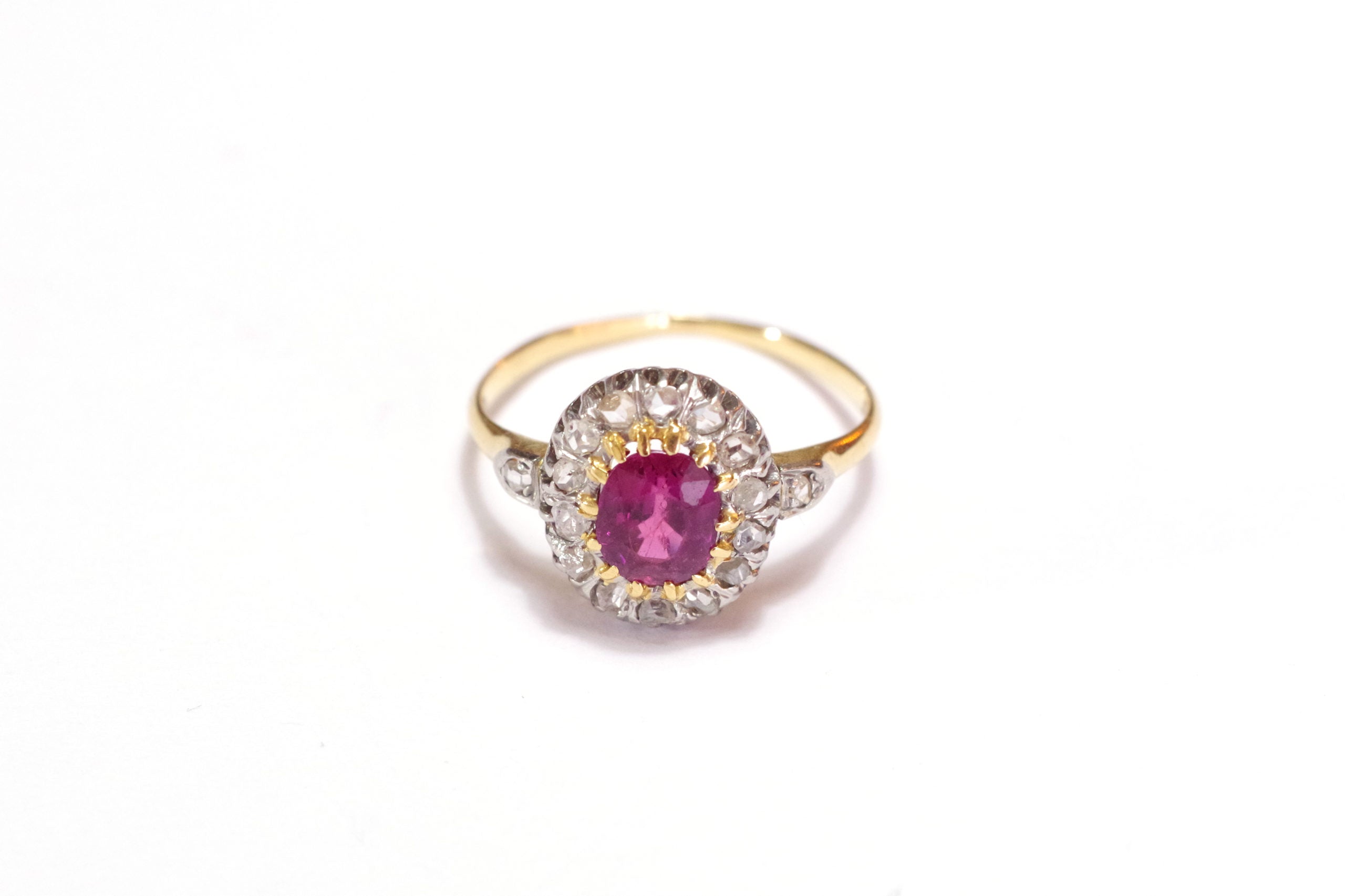 bague marguerite saphir rose rubis or 18k