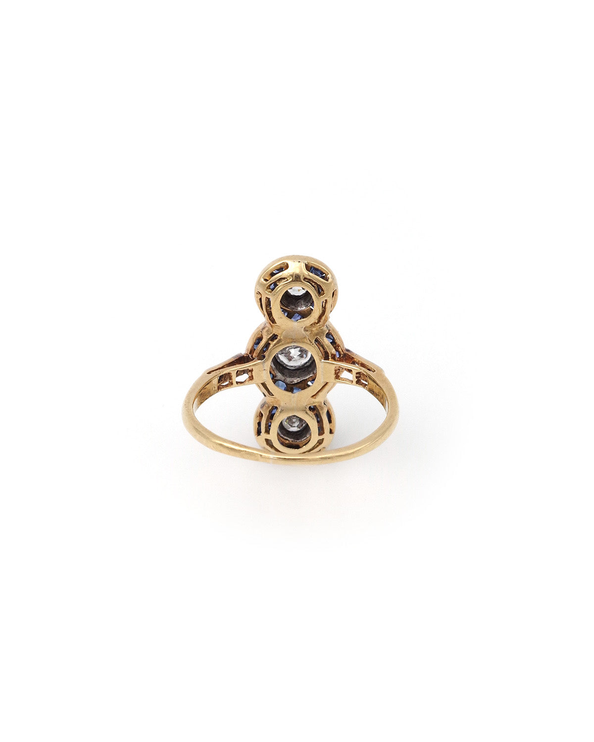 Grande bague de mariage saphir et diamant