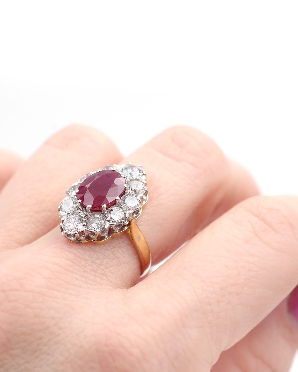 Antique Burmese ruby diamond ring