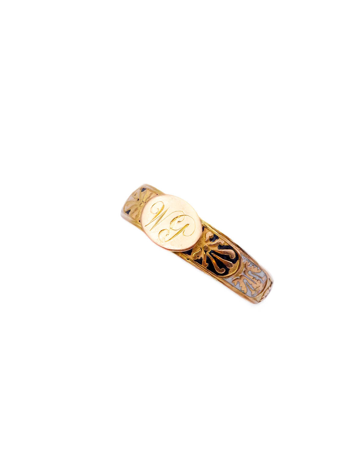 Gold enamel signet ring