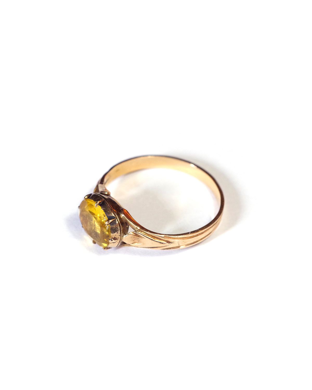 bague verre facetté jaune