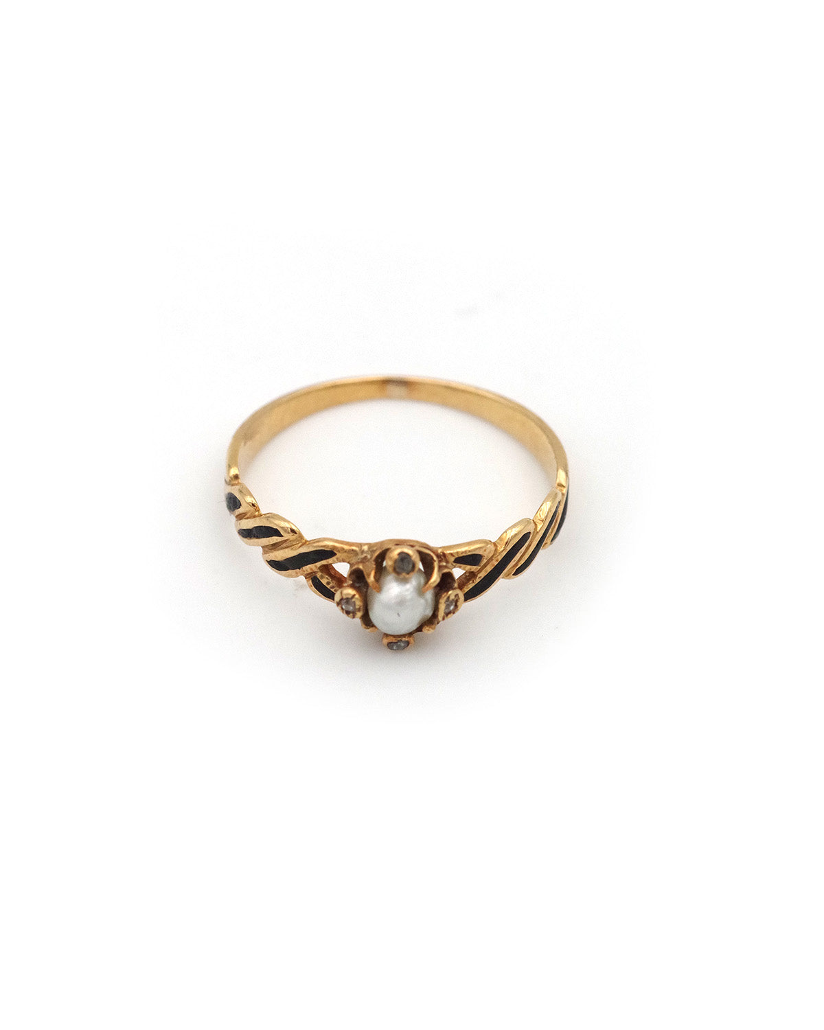 Victorian black enamel diamond ring