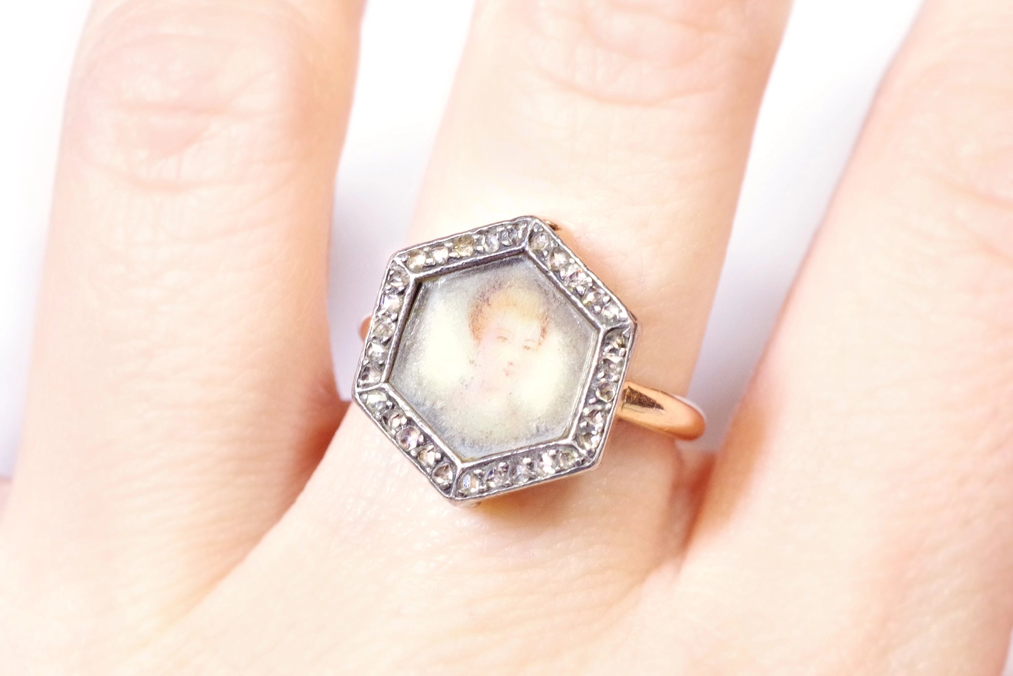 georgian diamond portrait ring in gold