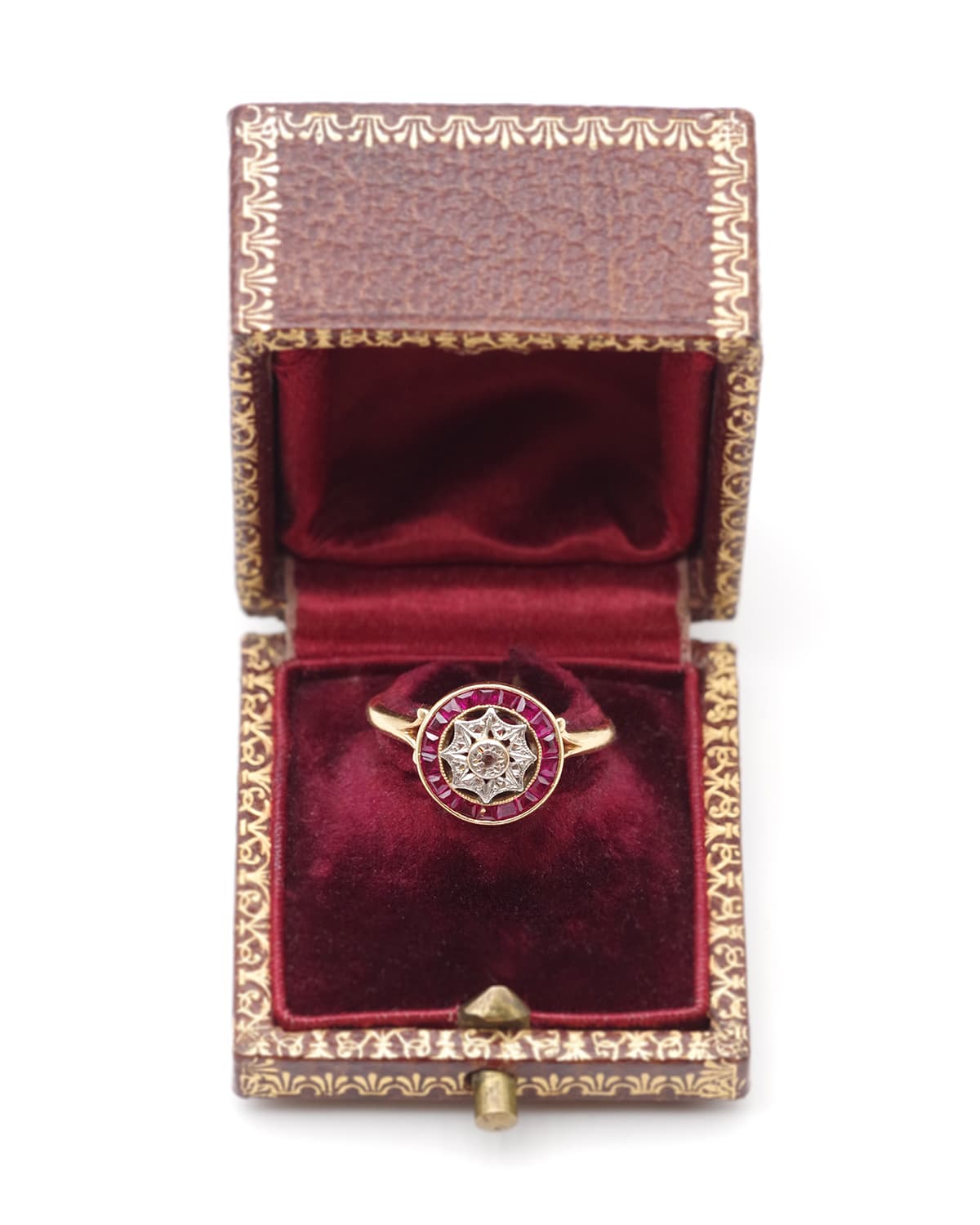 Bague art deco rubis diamants