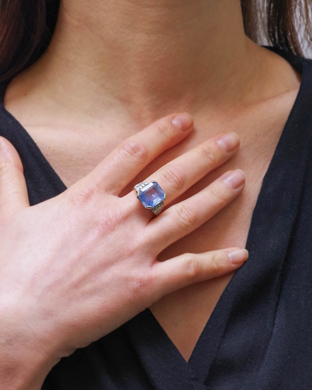 Bague saphir de ceylan en platine