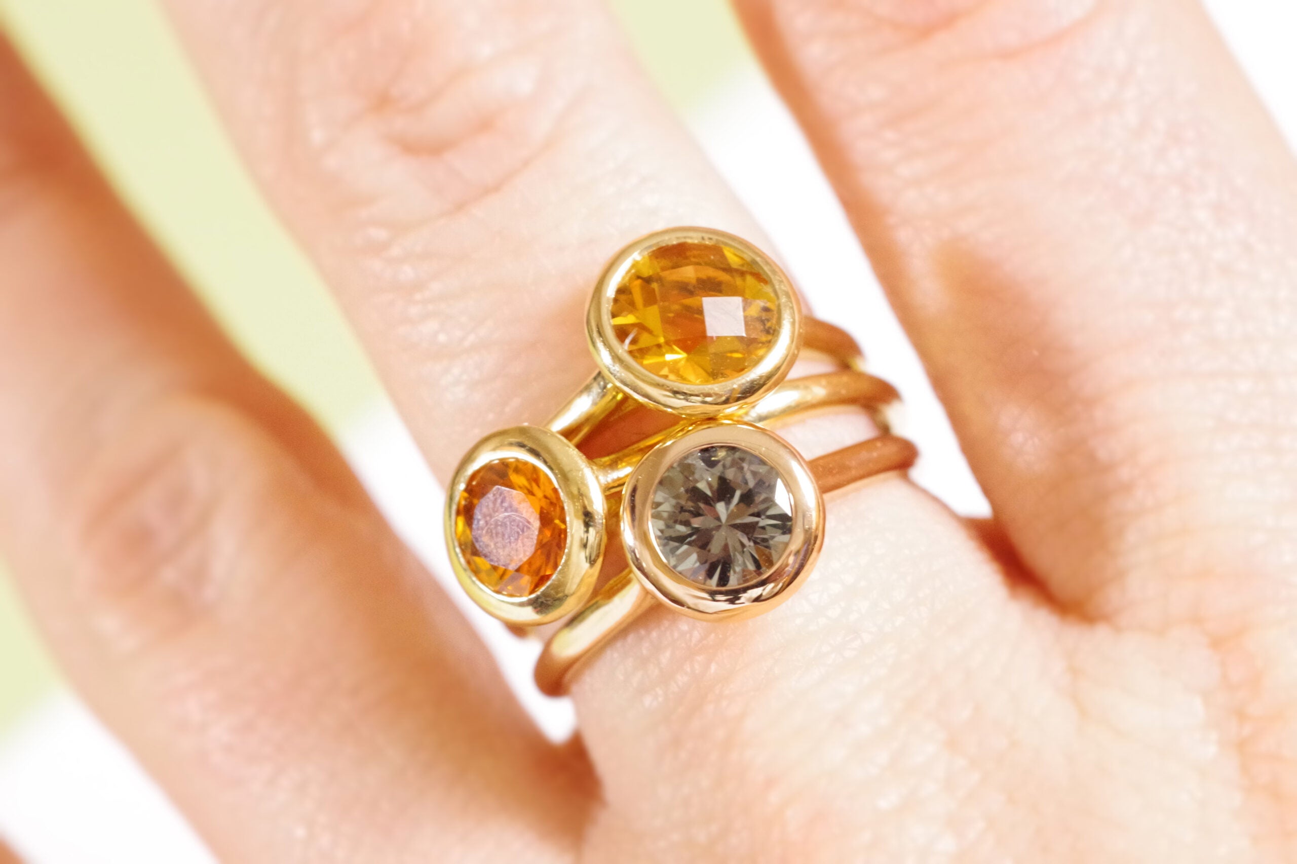 bague empilables saphir et citrine