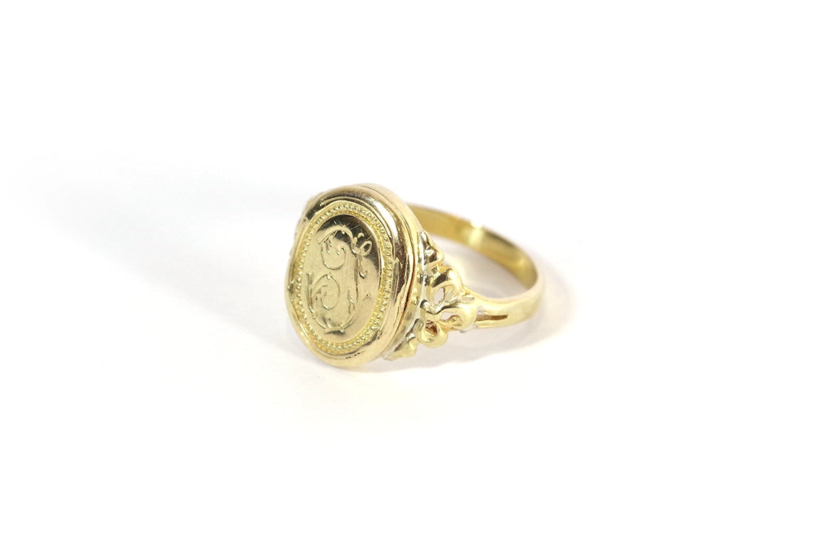 bague monogramme en or