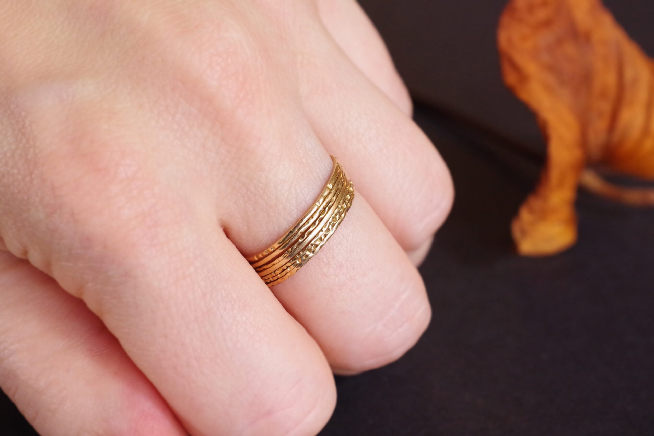 bague ancienne multiple anneaux en or jaune 14k