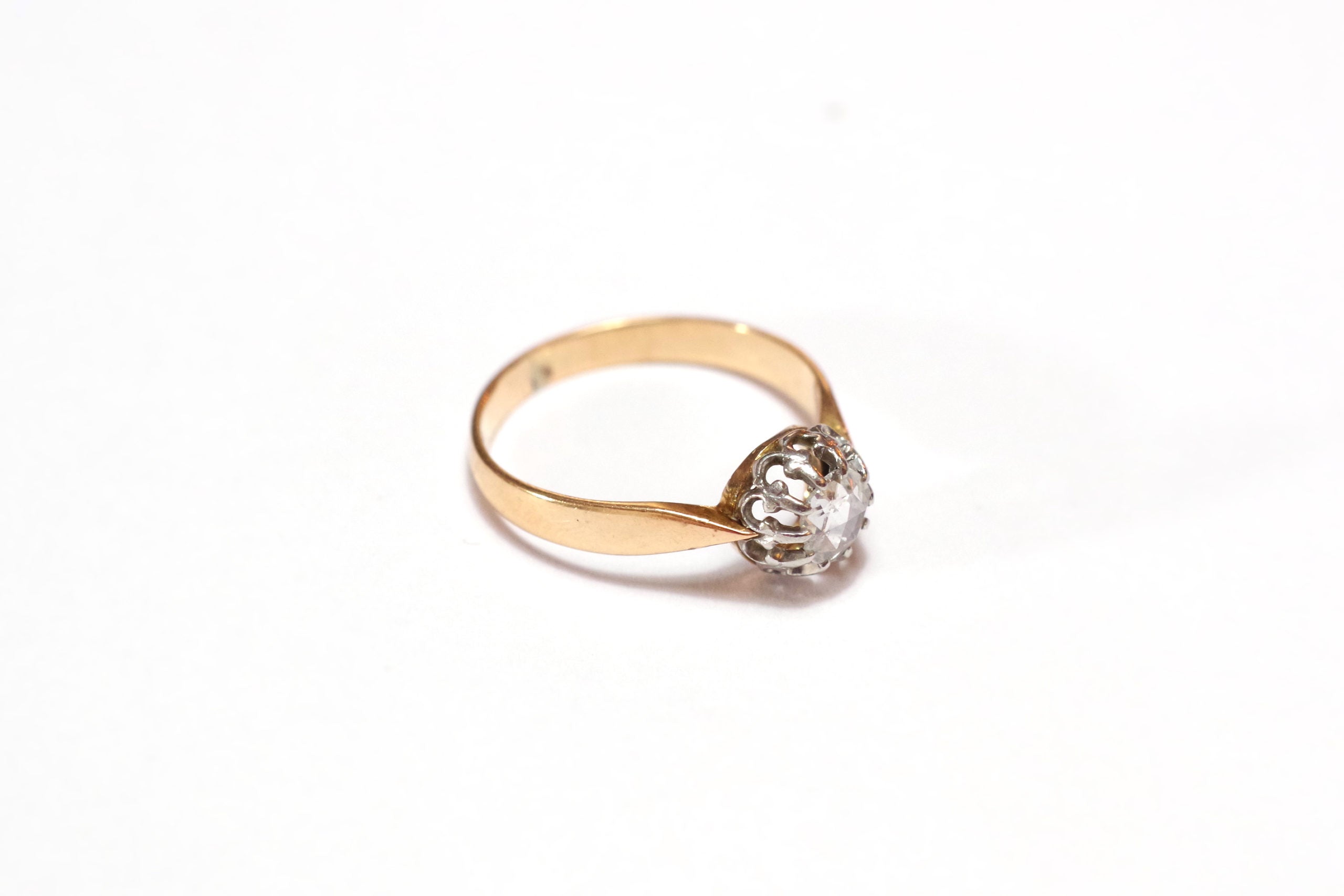 victorian solitaire ring dutch rose cut diamond platinum gold