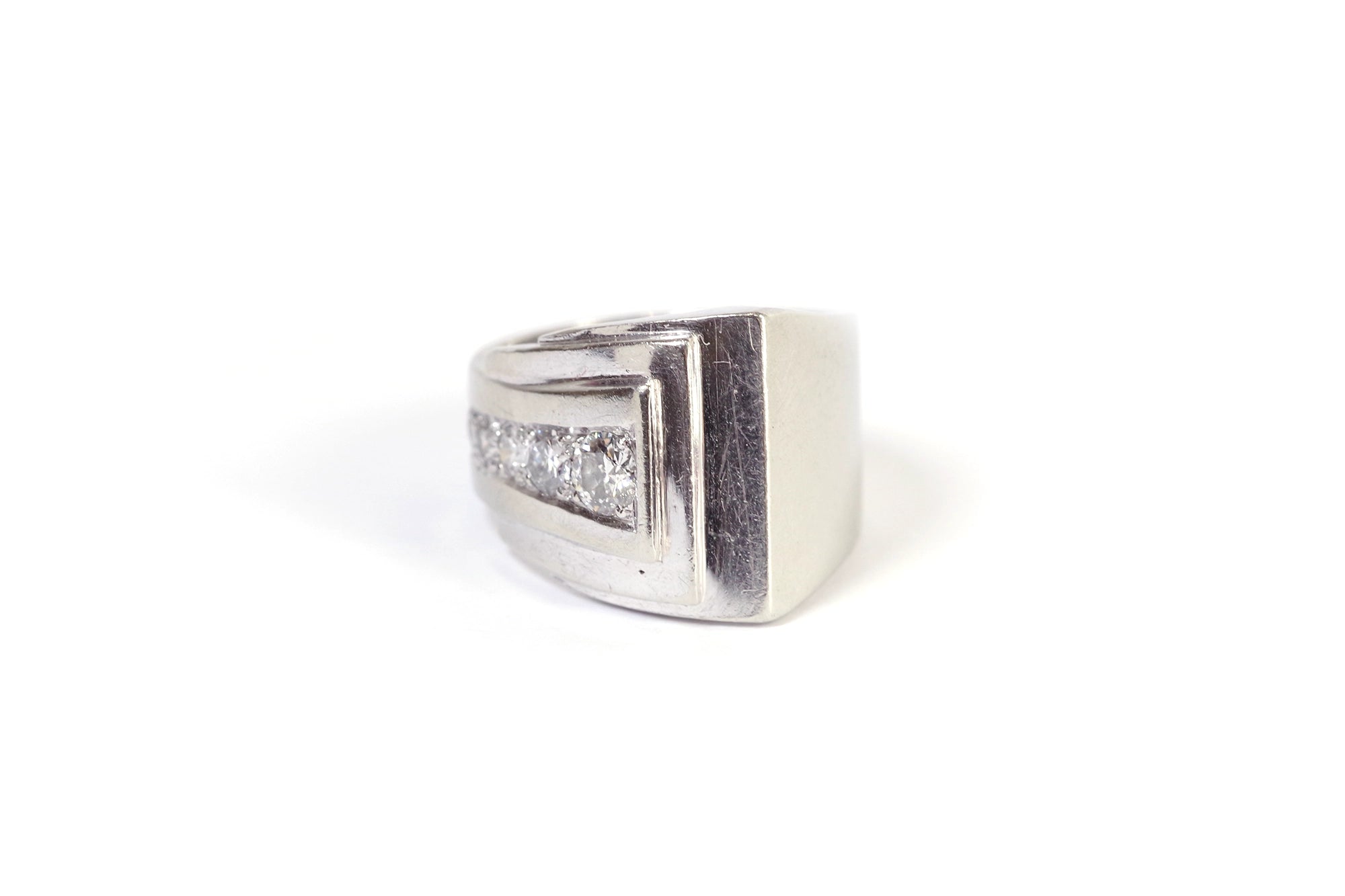 White gold tank ring