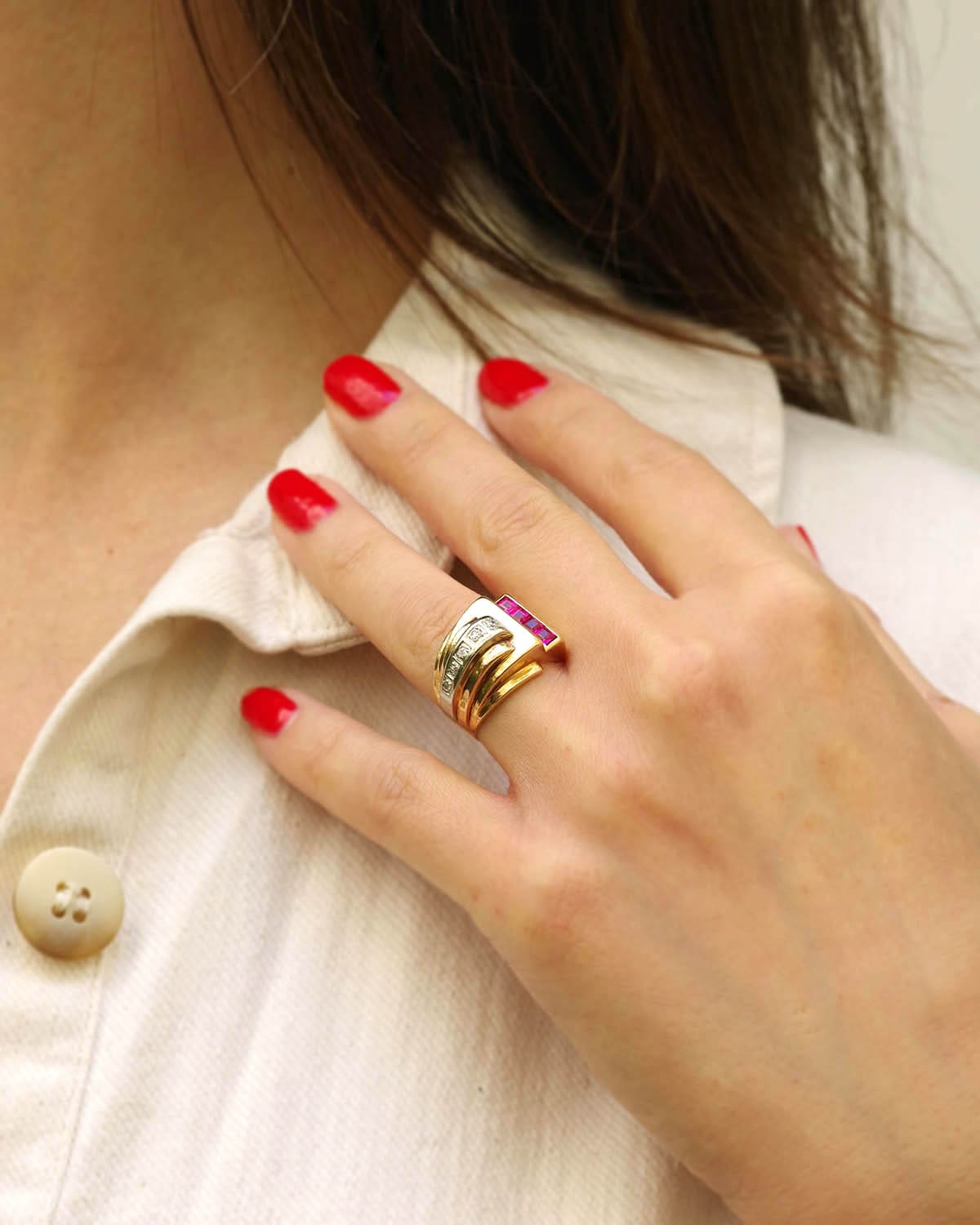 bague rouleau asymétrique en or