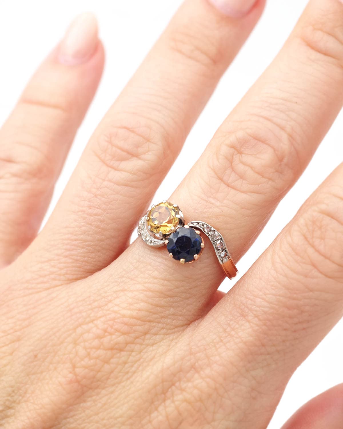 Sapphire and citrine ring