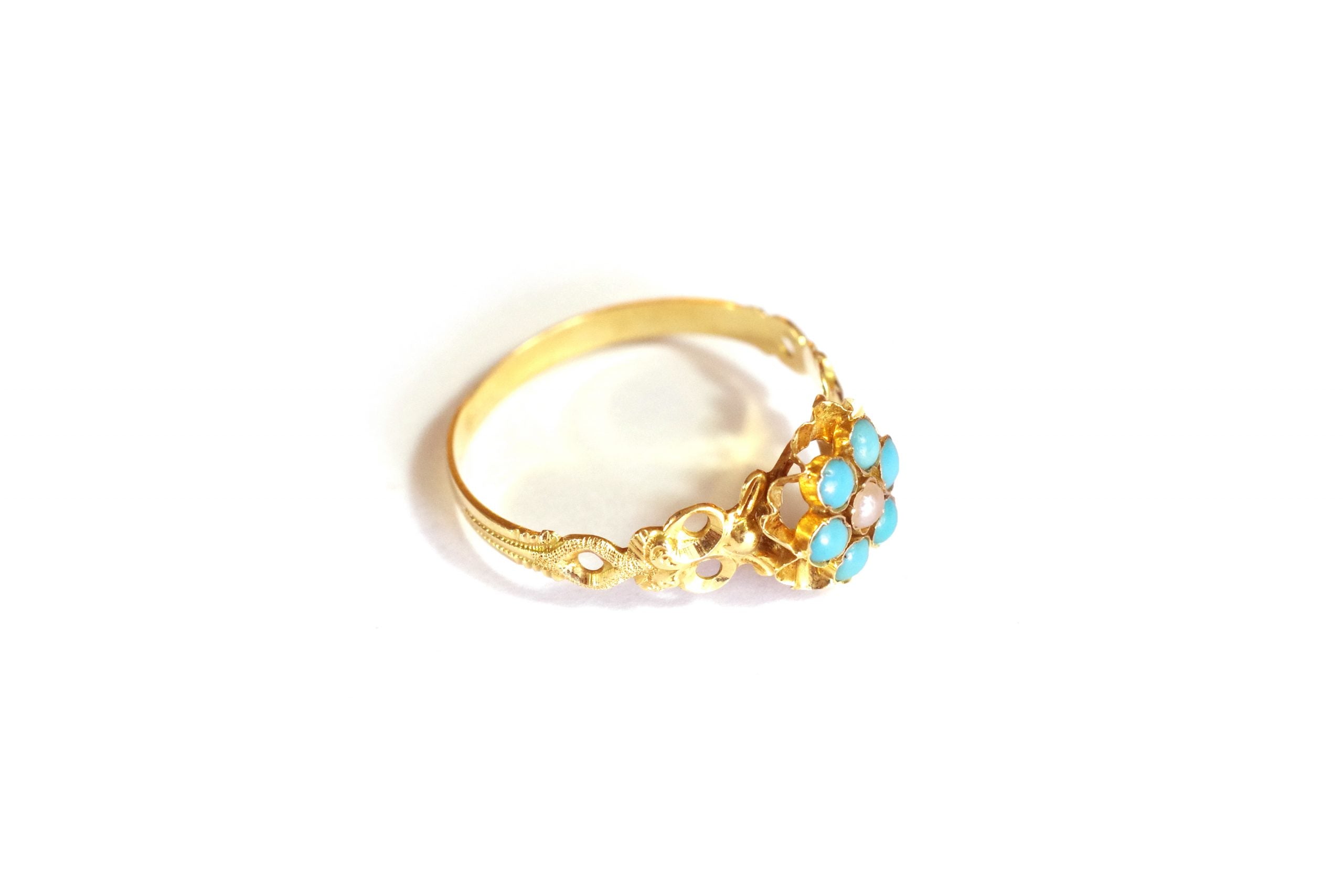 cluster turquoise ring in gold