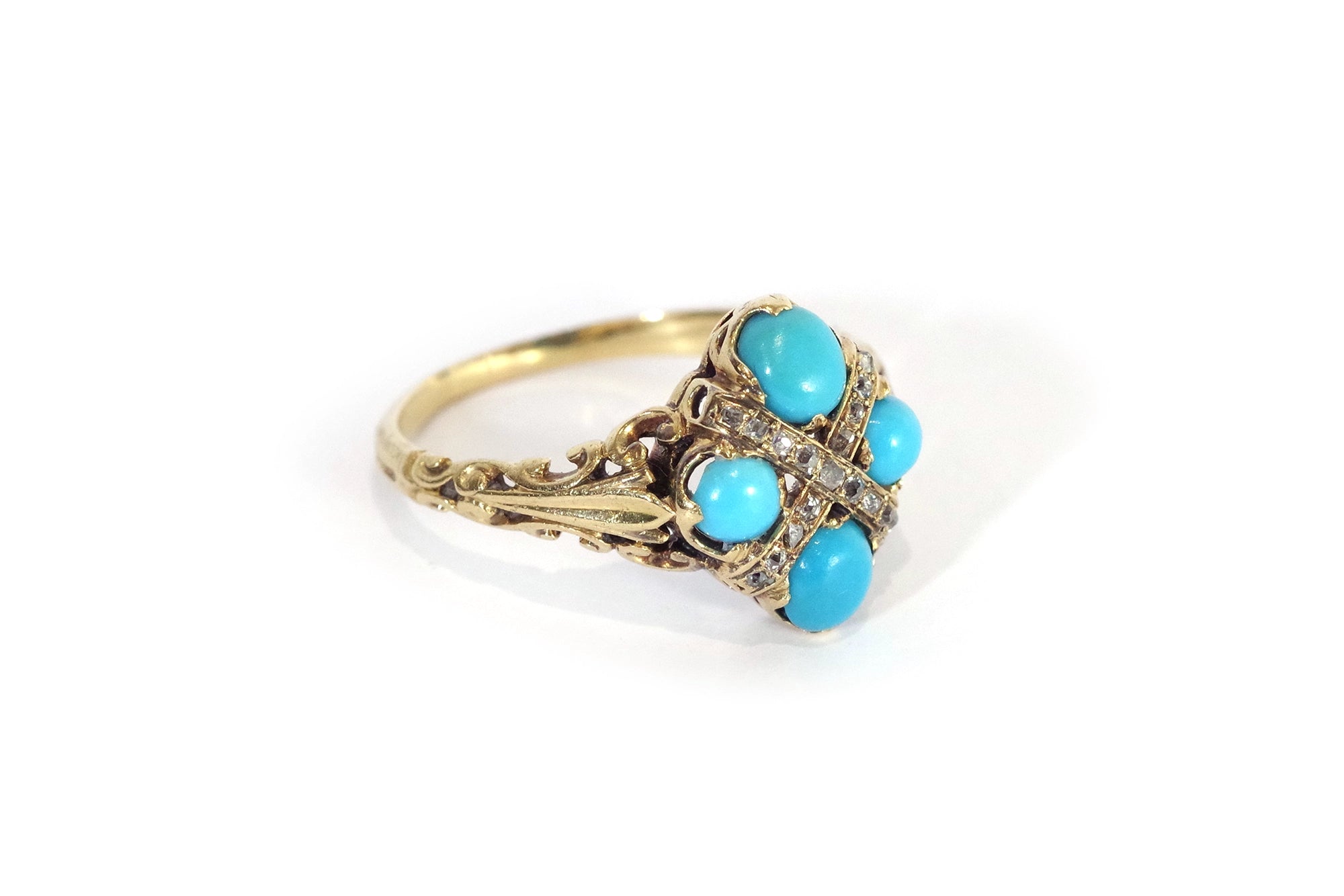 Antique diamond turquoise ring